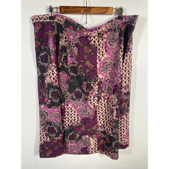 Sag Harbor Skirt 18W 20W Purple Black Floral Patchwork Peasant Gypsy Career Y2K - Picture 6 of 9
